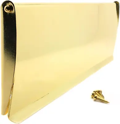 Polished Brass Internal Letter Box Flap - Inner Draught Excluder Post Cover • £13.77