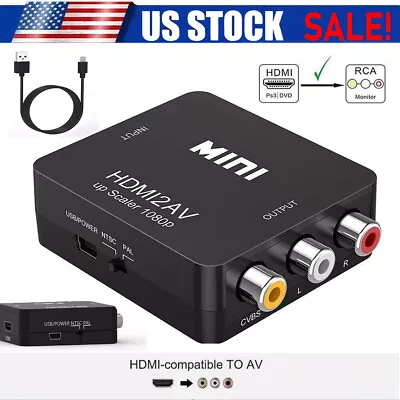 HDMI To RCA AV Adapter Converter Cable CVBS 3RCA 1080P Composite Video Audio • $10.99