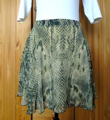 £4.99 • Buy Snakeskin Print Chiffon Skater Skirt ~ Small ~ Fully Lined ~ BNWT ~ Funky Alt