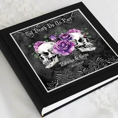Personalised & Boxed 8  X 10  Skulls And Purple Roses Wedding Photo Album • £45