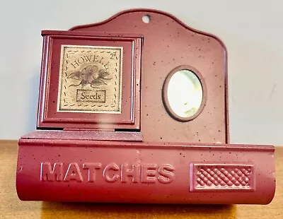 Wall Mount Match Box Holder W Mirror Red Rustic Decor By Tender Heart Treasures • $19.99