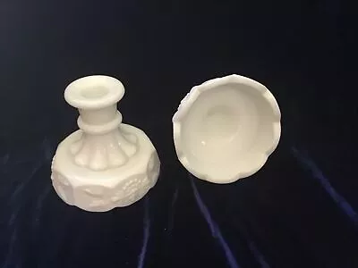 Pair Of Vintage Westmoreland Milk Glass Paneled Grape Candle Holders • $18.75