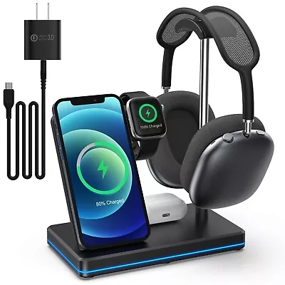 4 IN1 Wireless Charger Charging Station For Apple Watch Air Pods IPhone 15 14 13 • $12.76