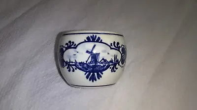 TINY Vintage Delft  Blue Hand Painted Windmill White Container  1.5inches • $9.99