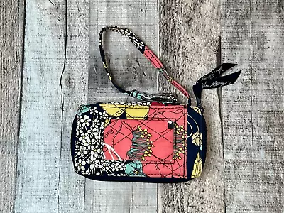 Vera Bradley Happy Snails Multi-color Floral ID Wallet Zip Around Wristlet 5  X • $18.03