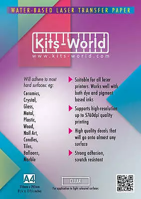 £3.59 • Buy Kits-World DLC001 LASER Clear Decal Paper X 1 Sheet