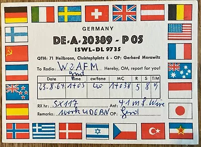 QSL Card - Heilbronn Germany - Gerhard Morawitz - DEA 20389 PO5 - 1964 Postcard • $5