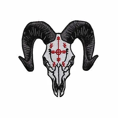 Voodoo Goat Ram Skull Embroidered Iron On Patch  - Punk Gothic 036-Y • $7.94