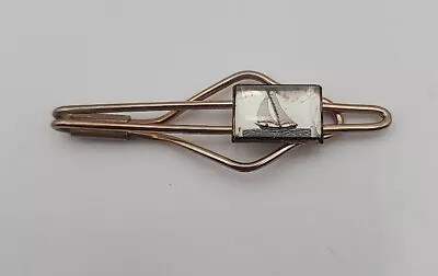 Vintage Sailboat Boating Gold Tone Tie Bar Clasp • $12.50