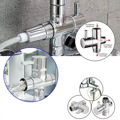 3-way T-adapter Valve Diverter Metal Tee Connector 1/2 Shower Head Arm Mount • $8.45