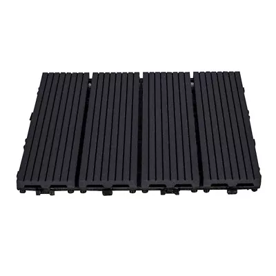 11x BLACK Decking Tiles Composite WPC Wooden Interlocking Garden Floor Balcony  • £45.95