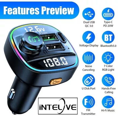 Car Bluetooth FM Transmitter Radio MP3 Wireless Adapter Hands-Free 3Port Charger • $9.99