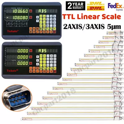 5um Glass Linear Scale 2 Axis 3 Axis DRO Digital Readout For CNC Mill Lathe • $59.37