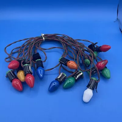 Vintage GILBERT Christmas 15 Light Strand Red / Green Wire Bakelite Socket Works • $21.95
