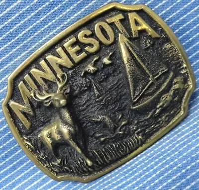 Minnesota Recreation Belt Buckle # Registered Brass Vtg 80s Heritage Mint.BMW747 • $39.95