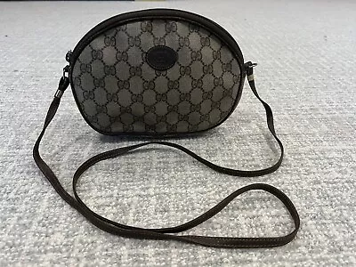 Vintage Autentic GUCCI Brown Signature Crossbody PVC / Leather Bag Made In Italy • $69