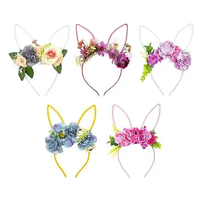 Easter Bunny Ears Headband Rabbit Ears Headband For Kids Adults Flower Hairband • £5.40