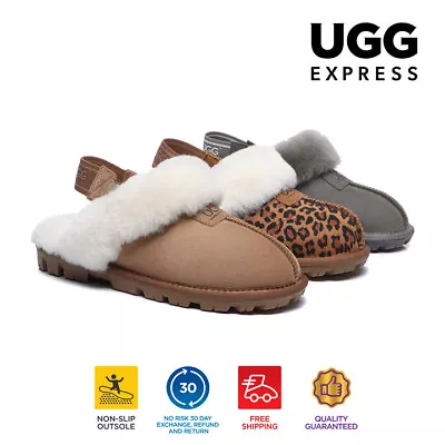 AUSTRALIAN SHEPHERD® UGG Sheepskin Wool Removable Strap Slingback Slippers Suzie • $75