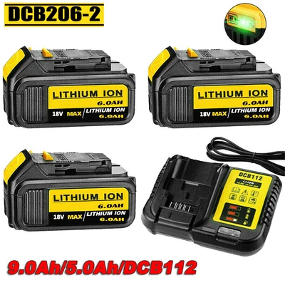 £72.95 • Buy 2XFor DeWalt 9AH 6AH 5AH Battery 18V Li-ion XR Slide DCB182 DCB184 DCB200 DCF887