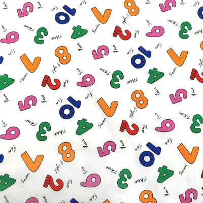 Polycotton Fabric Rainbow Numbers Words Learning Nursery School Kids • £1.50