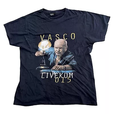 Vasco Rossi T-Shirt Graphic Print Live Kom 2015 Y2K Black Mens Large • £15.99