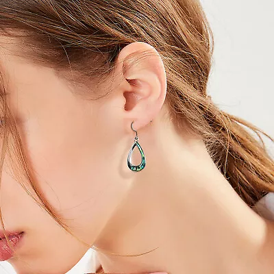 Abalone Shell Dangle Earrings Titanium Earrings For Women Girls Sensitive Ears • £15.59