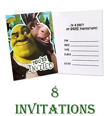 Shrek Birthday Invitations Party Supplies Officially Licensed 8 Pcs • $3.99