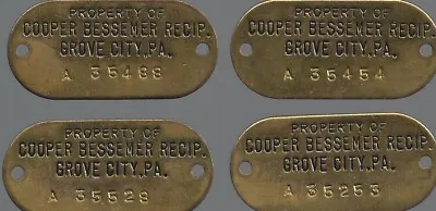 Vintage Cooper Bessemer Brass Equipment Tags Lot Of 4 • $39.99