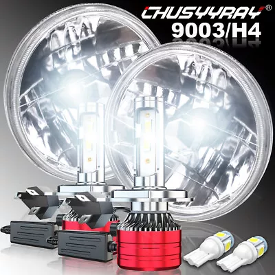 2x Chrome 7Inch Round LED Headlights Hi-Lo For Chevy C10 C20 G10 G20 Nova Pickup • $179.99