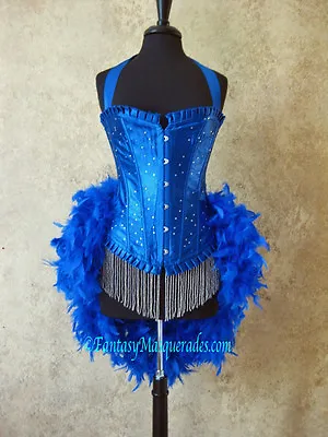 Blue Crystal Showgirl/Mardi Gras/Carnival/Circus Burlesque Costume Feather • $189.99