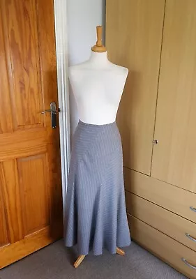 JAEGER Grey & Purple Striped Wool Long Skirt Size 14 • £25