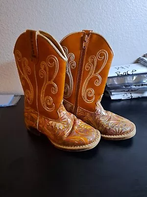 TWISTER WESTERN/COWBOY  BOOTS BROWN Embroidered SIDE ZIP - Size 9.5 • $22