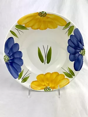 Made In Italy La Primula Daisy Floral Yellow + Blue Flowers Bowl Hand Painted • $24.95