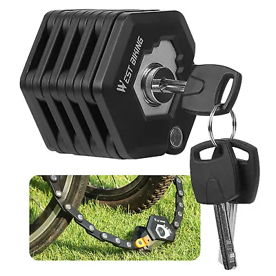 Bike MTB Lock Anti-Theft Bicycle Lock Folding Security Chain Locks With Keys • $22.99