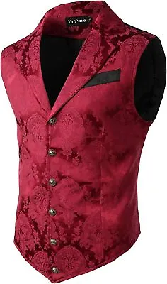 VATPAVE Mens Victorian Suit Vest Steampunk Gothic Waistcoat • $91.82