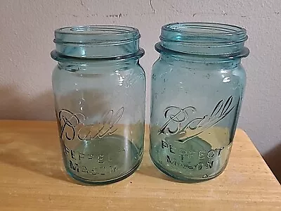 2 Vintage Blue Ball Perfect Mason Pint Canning Jars 1923-1933 #8 & #4 • $11.99