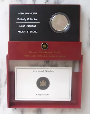 CANADIAN 2005 BUTTERFLY SILVER 50c COIN BOX & COA • $25