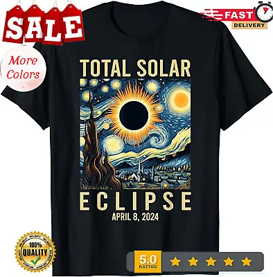 Van Gogh Starry Night Total Solar Eclipse April 8 2024 T-Shirt. • $15.92