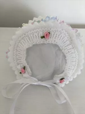 Traditional Hand Knitted Baby Bonnet/hat Newborn. • £5.95