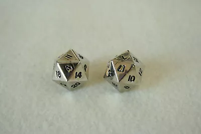 Metal Dice Set: Lot Of 2x D20 (Silver Color) • $4.99