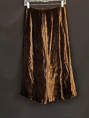Vintage Midi Skirt Size 4 Chocolate Brown Velvet Fall Winter A Line Flared • $19.99