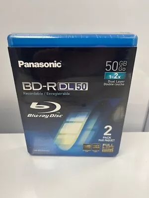 Panasonic 2 Pack BD-R DL50 Blank Recordable Blu-ray Discs 50GB Dual Layer NEW • £14.99