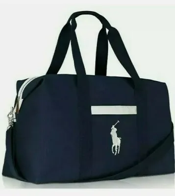 Ralph Lauren Polo Duffle Bag - Holdall Sports Gym Travel - Dark Blue White NEW  • £38.99