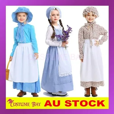 Girls Pioneer Olden Days Costume Pilgrim Frontier Colonial Victorian Book Week • $29.95