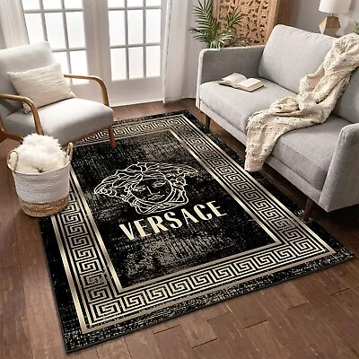 Vintage Versace Black And Gold Rug Luxury Living Room Carpet Bedroom Rug • $199.99