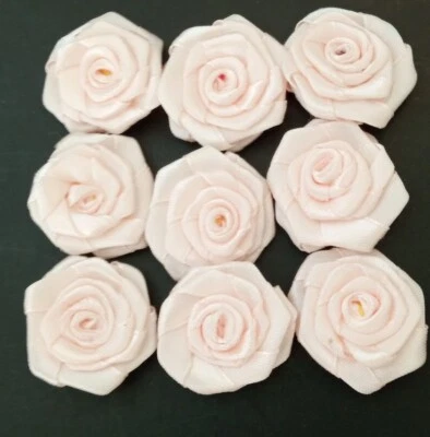 20 Satin Ribbon Rosebuds Satin Ribbon Flowers 3cm Ivory Scrapbook Card Applique • £3.99