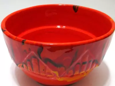 Vintage Ceramic Pottery Planter Flower Pot CFP USA F-10 Red Orange Drip Glaze • $27.89