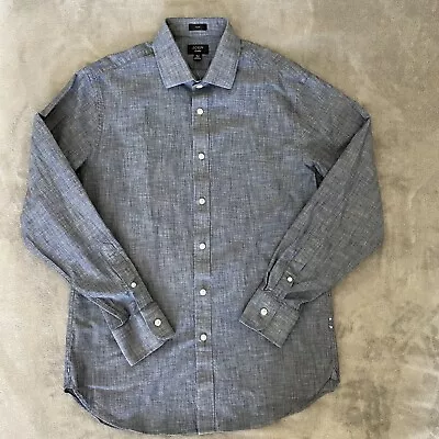 NWOT J Crew Long Sleeve Button Shirt Mens 15.5 34 Medium Blue Chambray Slim Fit • $21.99