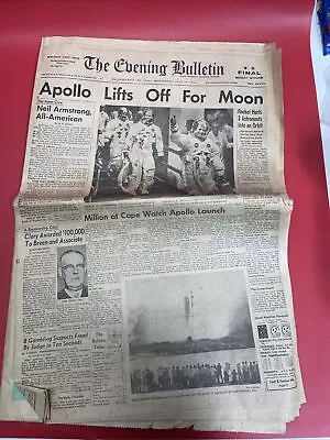 APOLLO 11 “They’re Off To The Moon” 1969 Newspaper Neil Armstrong Aldrin • $23