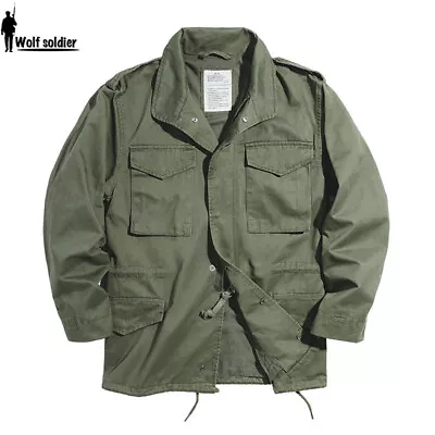 Vintage Men's M65 Field Jacket Army Green Military Casual Windbreaker Retro Coat • $80.74